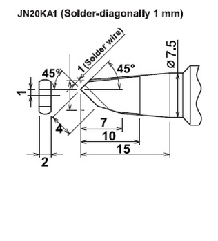 ปลายหัวแร้งซามูไร Cera cote samurai jn20ka1 solder diagonally 1mm Solder tip